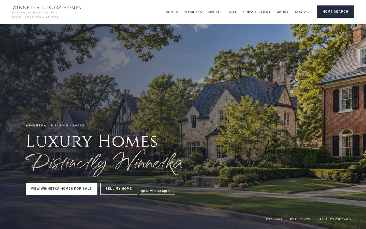 Winnetka Luxury Homes website homepage