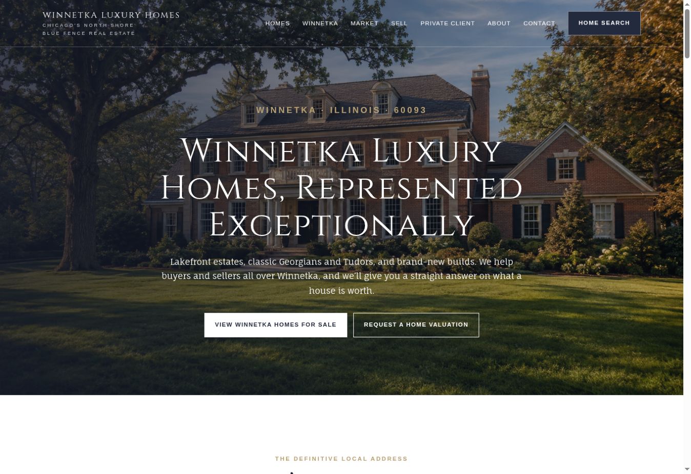 Winnetka Luxury Homes website homepage