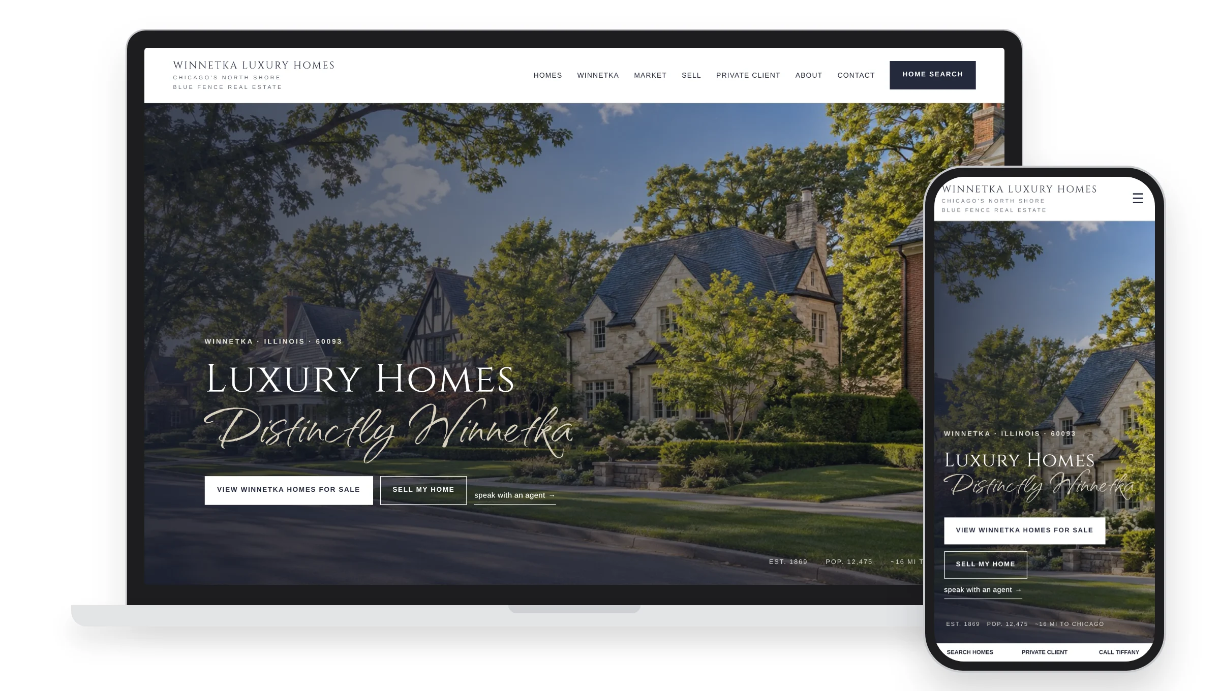 A Website Titans luxury real estate website shown on a laptop and phone